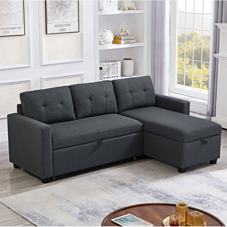 Latitude Run® Upholstered Pull Out Sectional Sofa with Storage Chaise